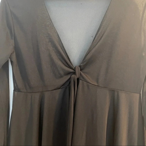 Vest top tunic 12 black mesh waist link Ange long sleeves - Picture 2 of 4